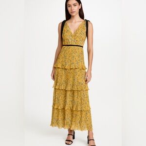 Lulu's Yellow Floral Midi Dress Size XS